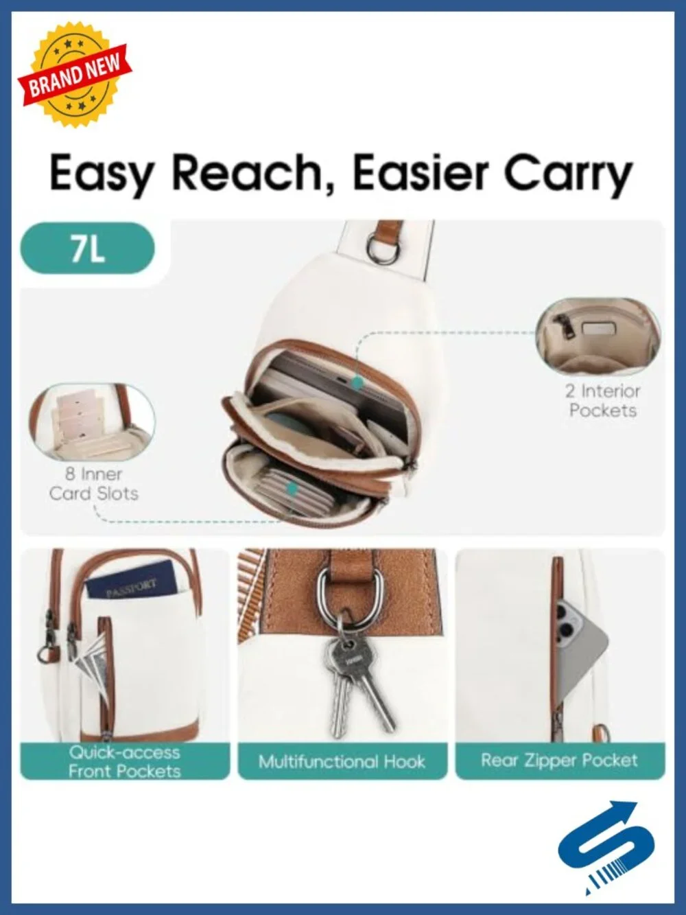 Women's Anti-Theft RFID Sling Crossbody Bag Faux Leather Backpack Purse